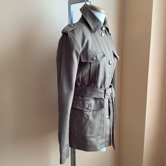 BANANA REPUBLIC Tan Voyage Safari Jacket Belted Size 8 Tall - Picture 11 of 16